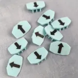 Light blue needle markers with arrows