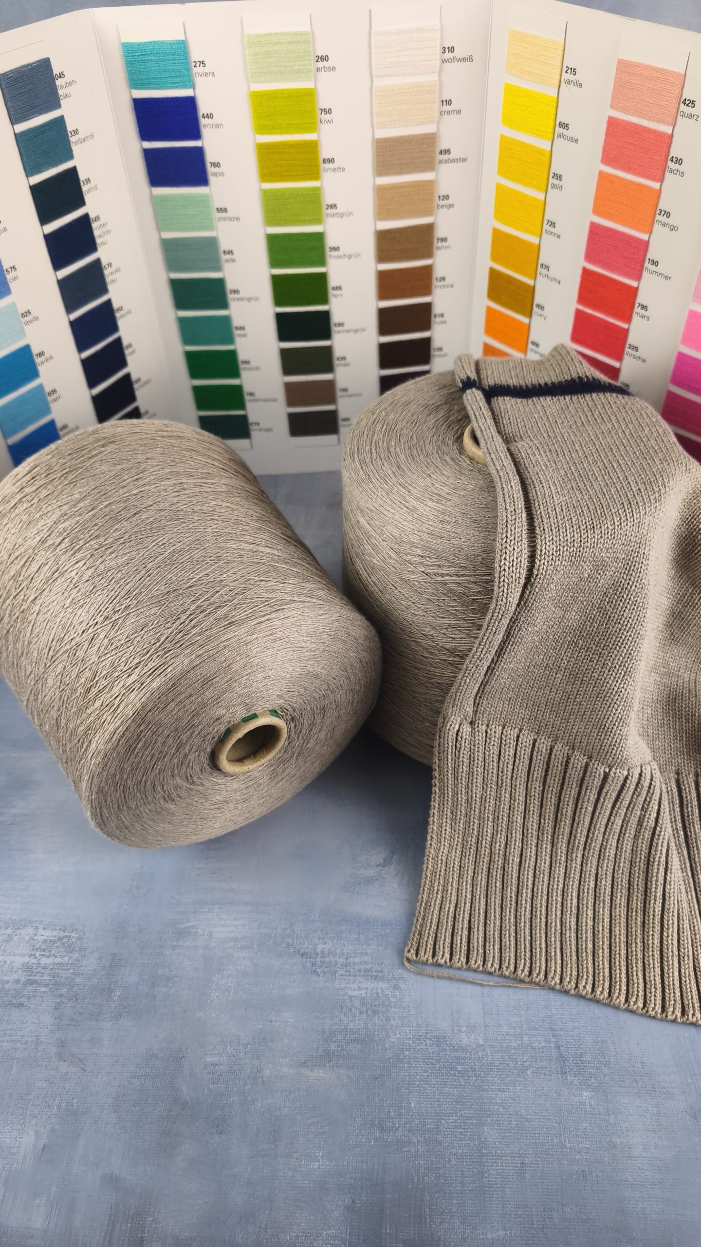 Grey Beige Melange Cotton Acrylic Yarn Cone (OEKO-TEX) – Spring Summer Knitwear
