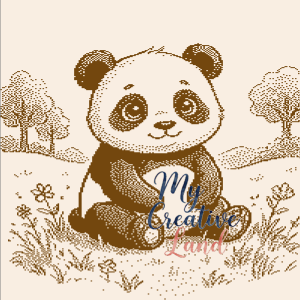 Panda Bear Baby Blanket Knitting Pattern — Brother Machine Jacquard Chart, STP File