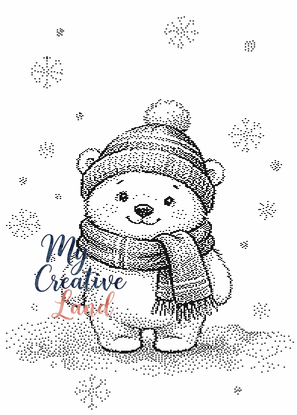 Bear in a Hat Baby Blanket Knitting Chart, 2-Color Double Bed Jacquard, Brother Electronic Knitting Machine Pattern, STP File