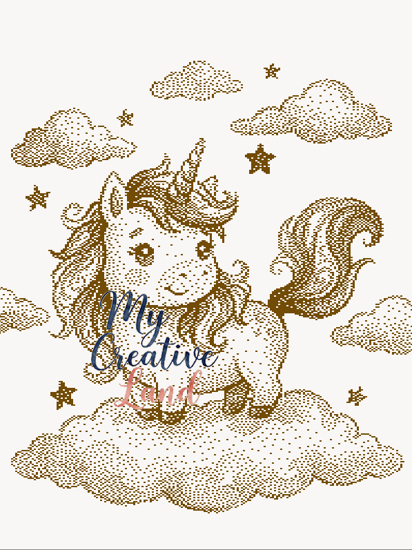Unicorn Baby Blanket Knitting Pattern — Brother Machine Jacquard Chart, STP File