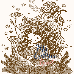 Sleeping Fairy Baby Blanket Knitting Pattern — Brother Machine Jacquard Chart, STP File