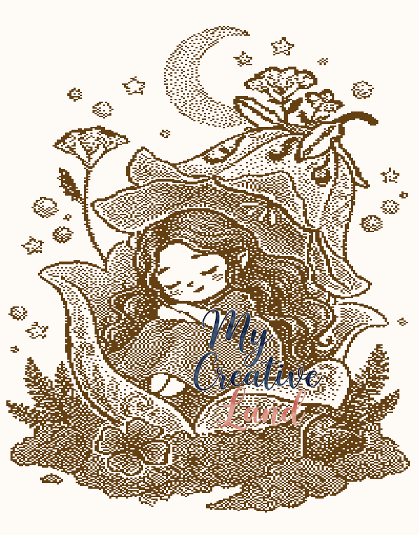 Sleeping Fairy Baby Blanket Knitting Pattern — Brother Machine Jacquard Chart, STP File