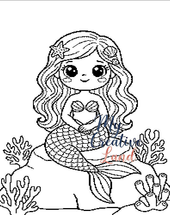 Mermaid Baby Blanket Knitting Pattern with Personalization Space — Brother Machine Jacquard Chart, STP File