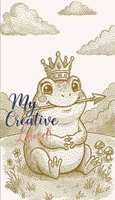 Frog Princess Slavic Fairytale Knitting Chart, 2-Color Double Bed Jacquard, Brother Electronic Knitting Machine Pattern, STP File