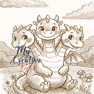 Three-Headed Dragon Baby Blanket Knitting Pattern — Brother Machine Jacquard Chart, STP File