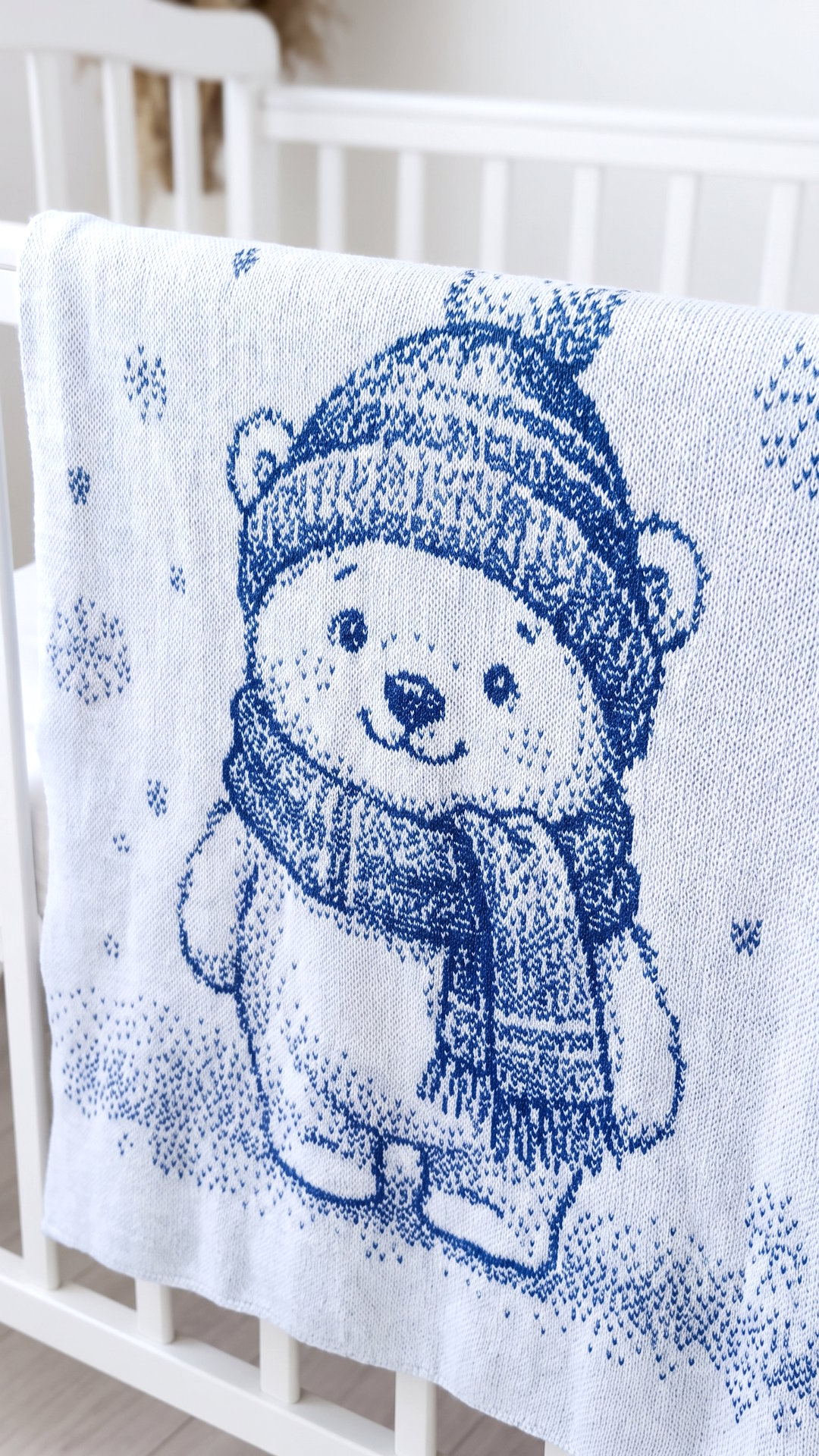 Bear in a Hat Baby Blanket Knitting Chart, 2-Color Double Bed Jacquard, Brother Electronic Knitting Machine Pattern, STP File - Image 2