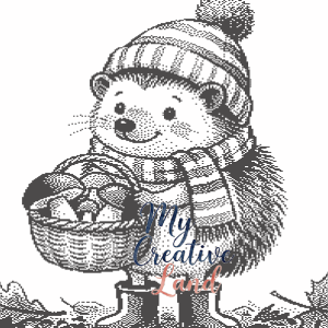 Hedgehog with Mushrooms Baby Blanket Knitting Pattern — Brother Machine Jacquard Chart, STP File